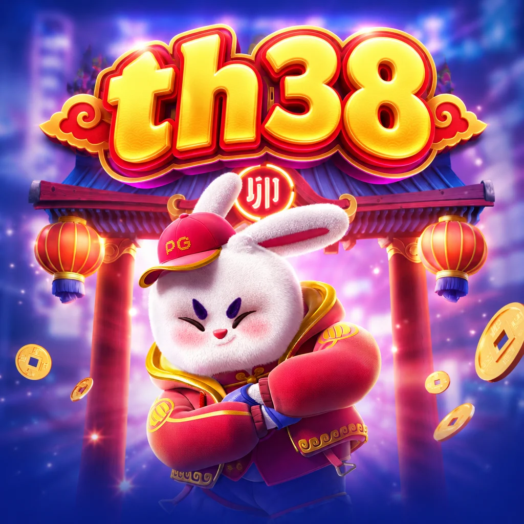 th38 กระต่ายมงคลในชุดสีแดงและโคมไฟตรุษจีนจากเกม Fortune Rabbit