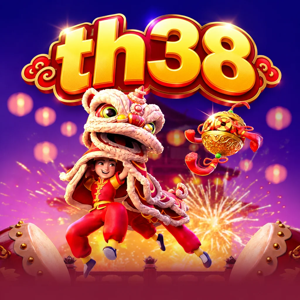 th38 ขบวนเชิดสิงโตนำโชคและเหรียญทองมงคลจากเกม Prosperity Lion